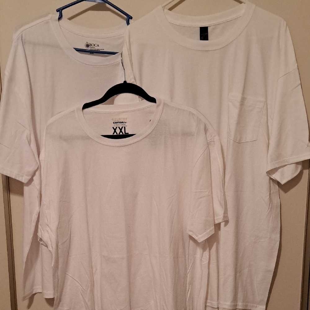 3 NWOT White T-Shirts Set.  Size XXL